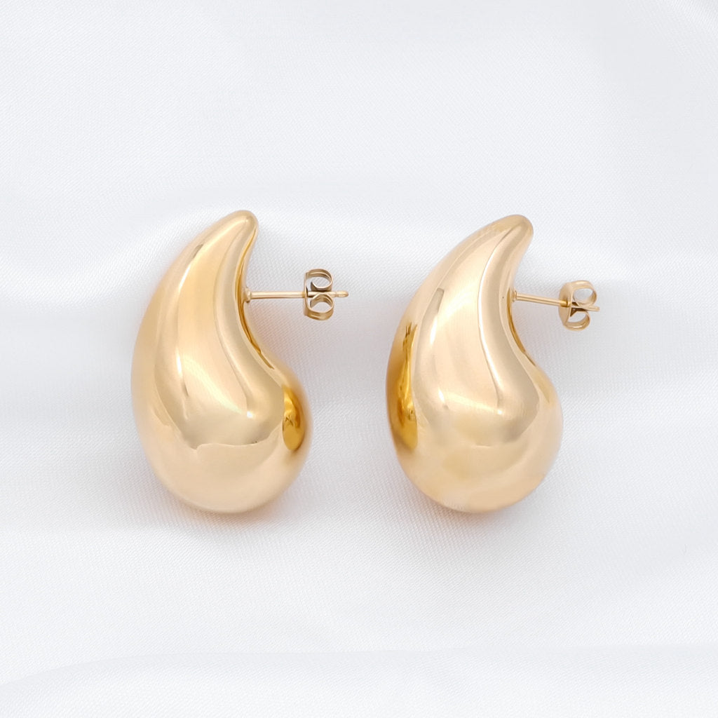 Stainless Steel Teardrop Earrings - Gold-Earrings-1-Glitters