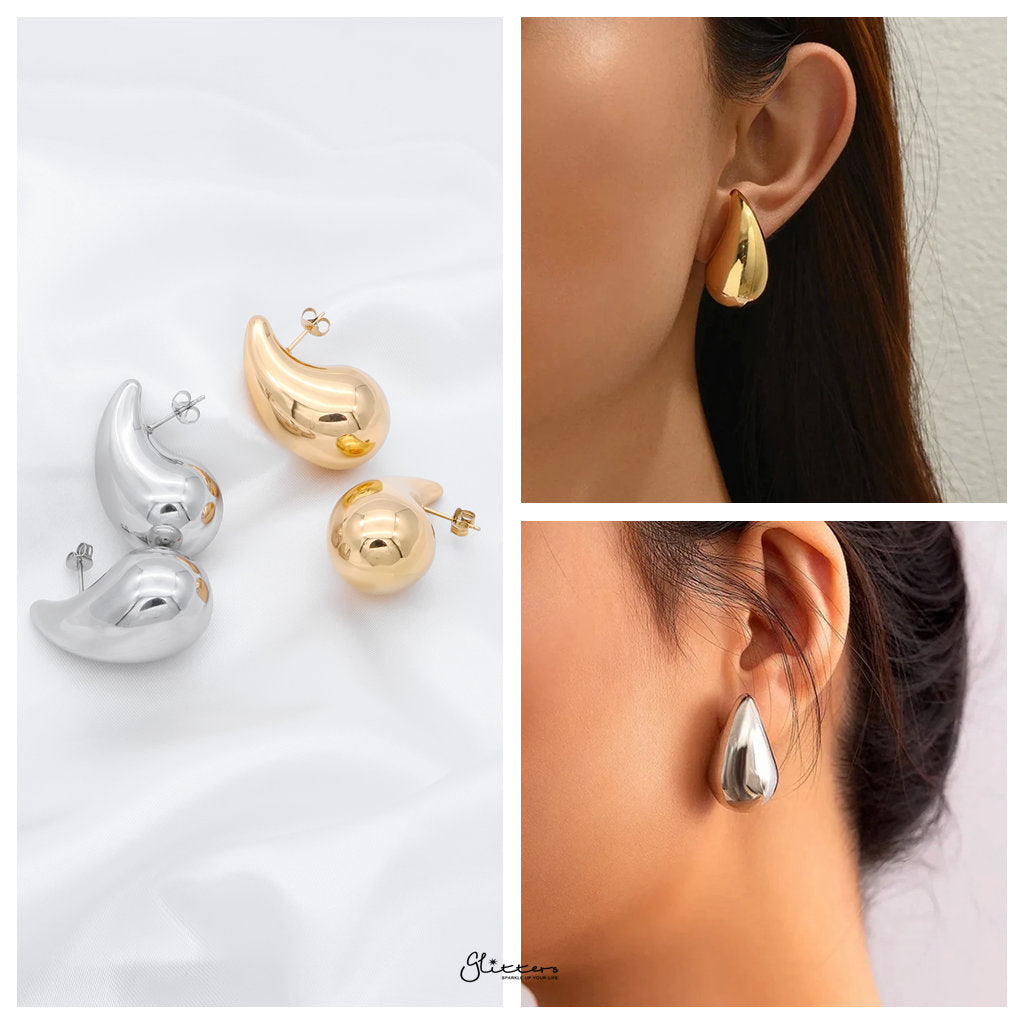 Stainless Steel Teardrop Earrings - Silver-Earrings-2-Glitters