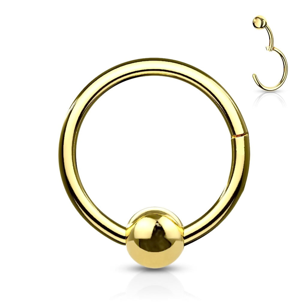 Hinged Segment Hoop Ring with Ball - Gold-Septum Rings-1-Glitters