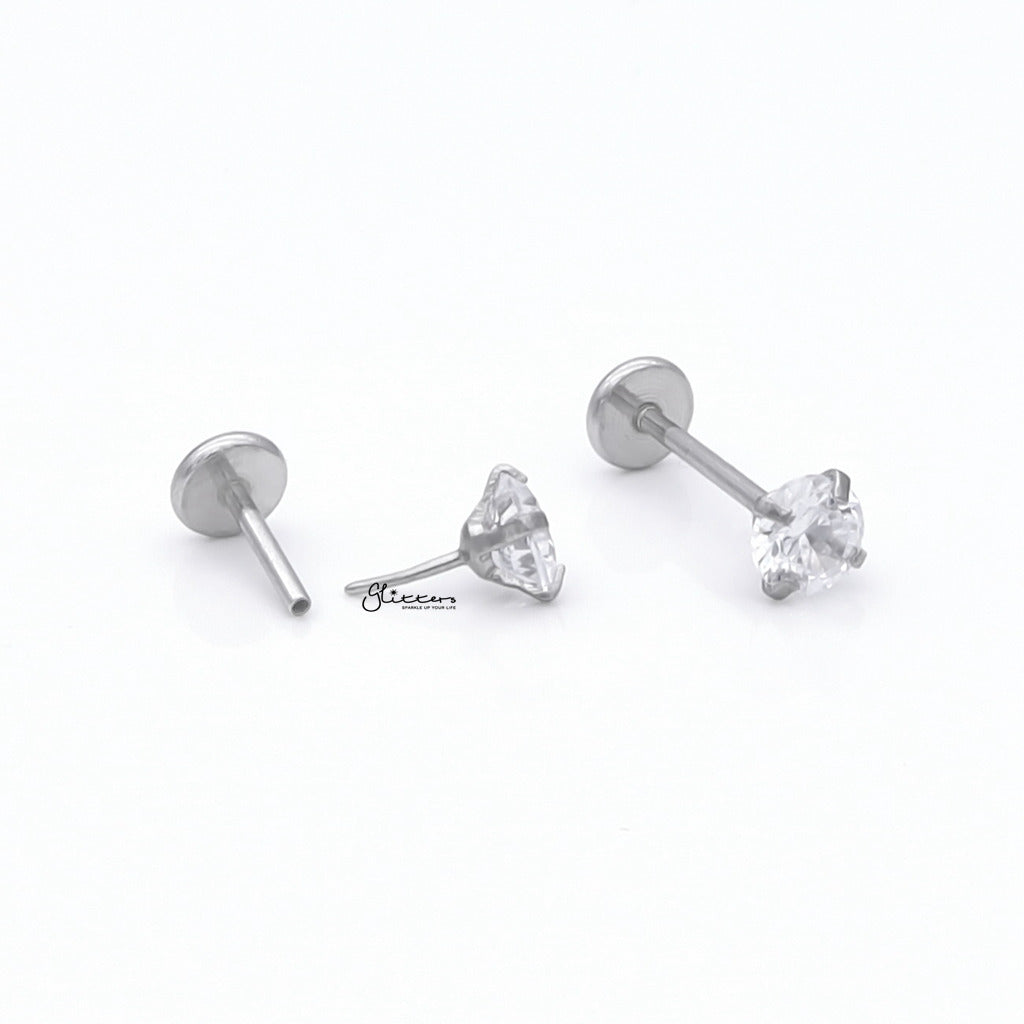 Round C.Z Top Threadless Push In Nose Stud-Nose Studs-3-Glitters