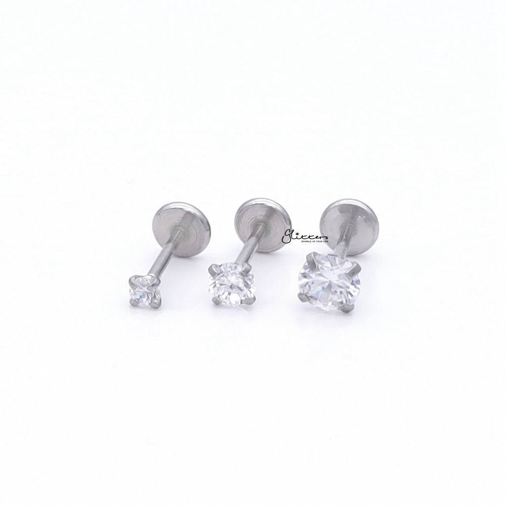Round C.Z Top Threadless Push In Nose Stud-Nose Studs-2-Glitters