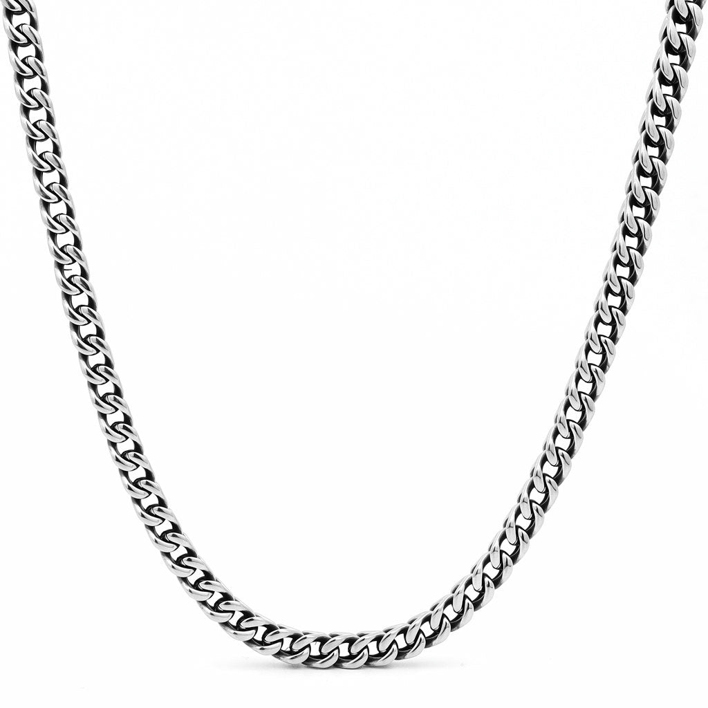 6mm Square Franco Link Chain Necklace - Gunmetal Black-Stainless Steel Chains-1-Glitters