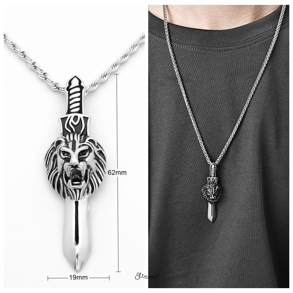 Stainless Steel Lion King with Sword Pendant-Pendants-2-Glitters