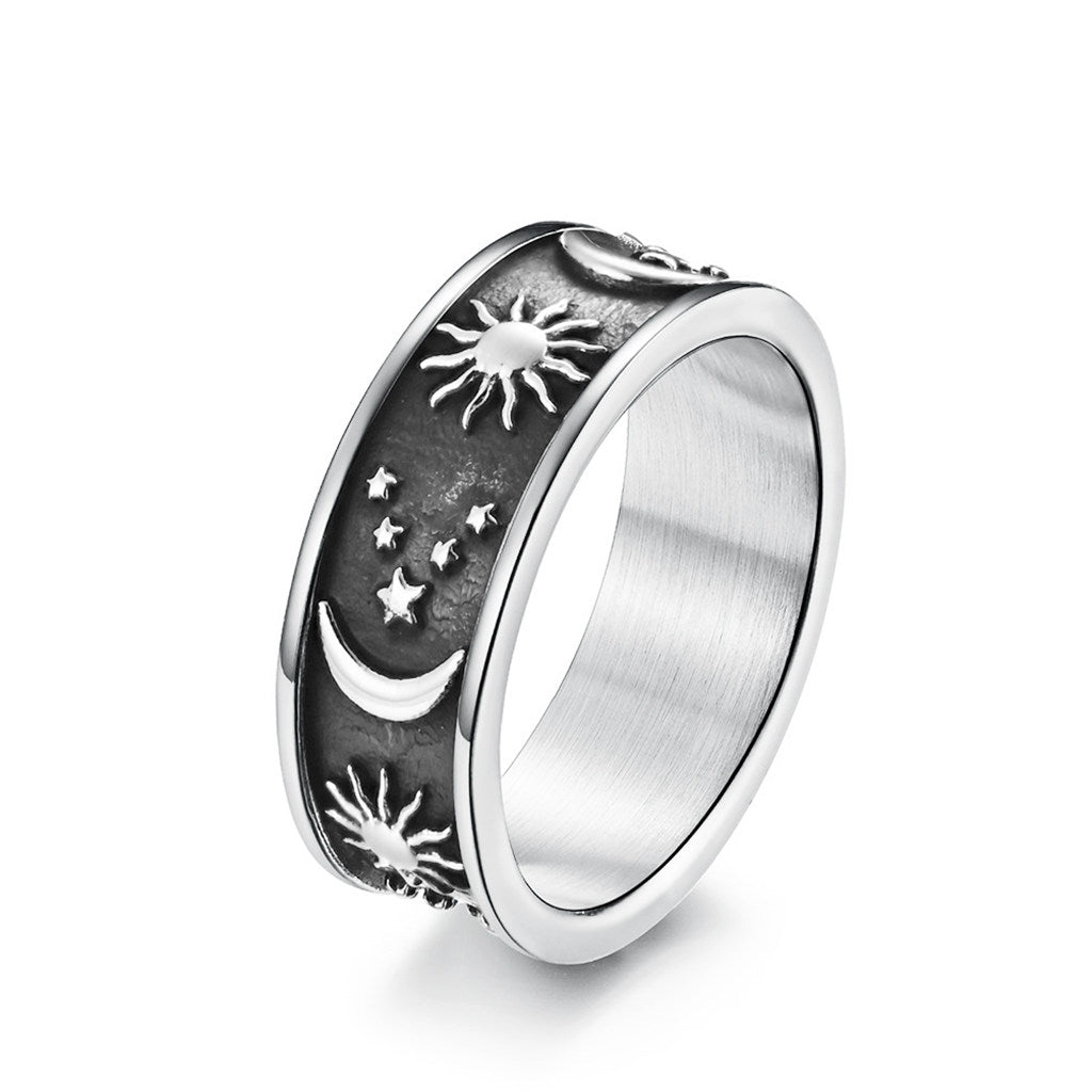 Stainless Steel Sun Moon Stars Ring-Stainless Steel Rings-1-Glitters