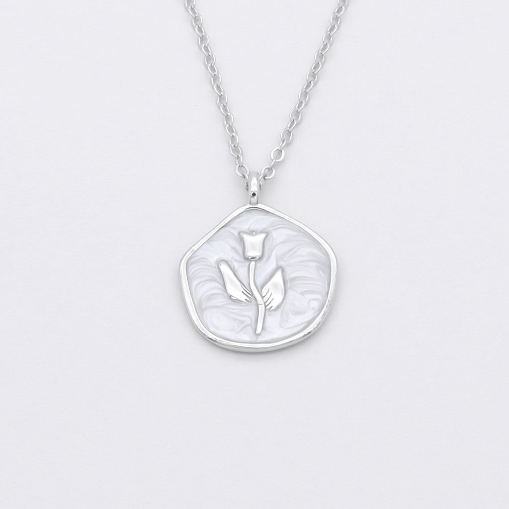 Sterling Silver Rose Necklace - Silver-Sterling Silver Necklaces-1-Glitters