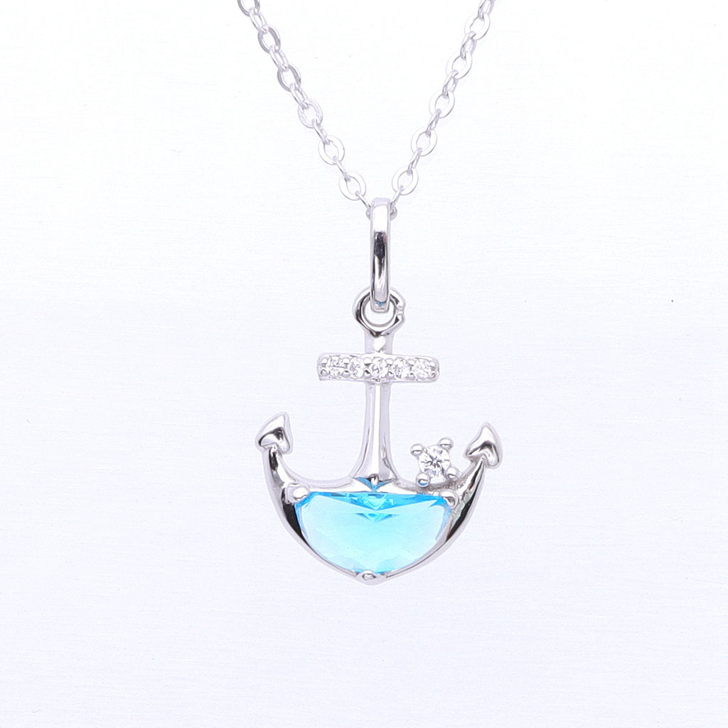 Sterling Silver Anchor Necklace-Sterling Silver Necklaces-1-Glitters