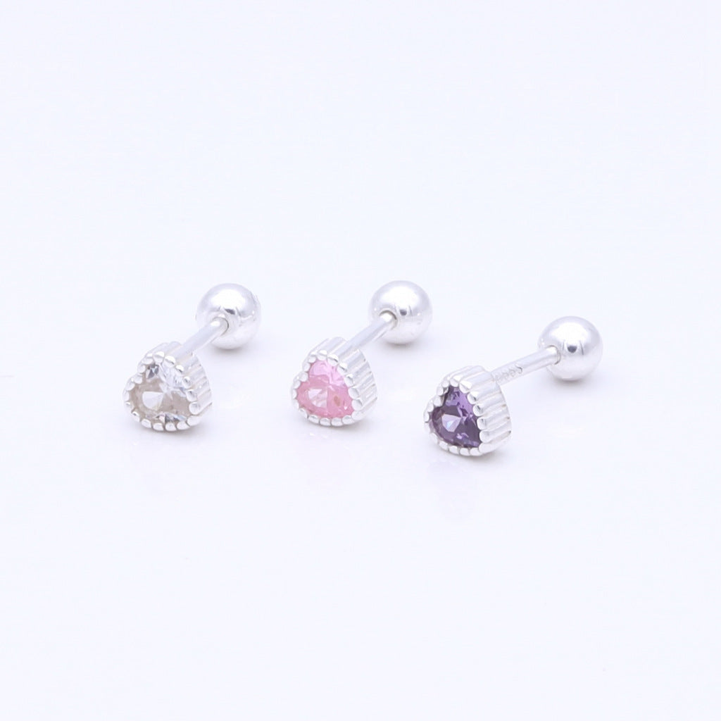 Heart CZ Cartilage Barbell Studs-Tragus | Cartilage | Daith | Conch-1-Glitters