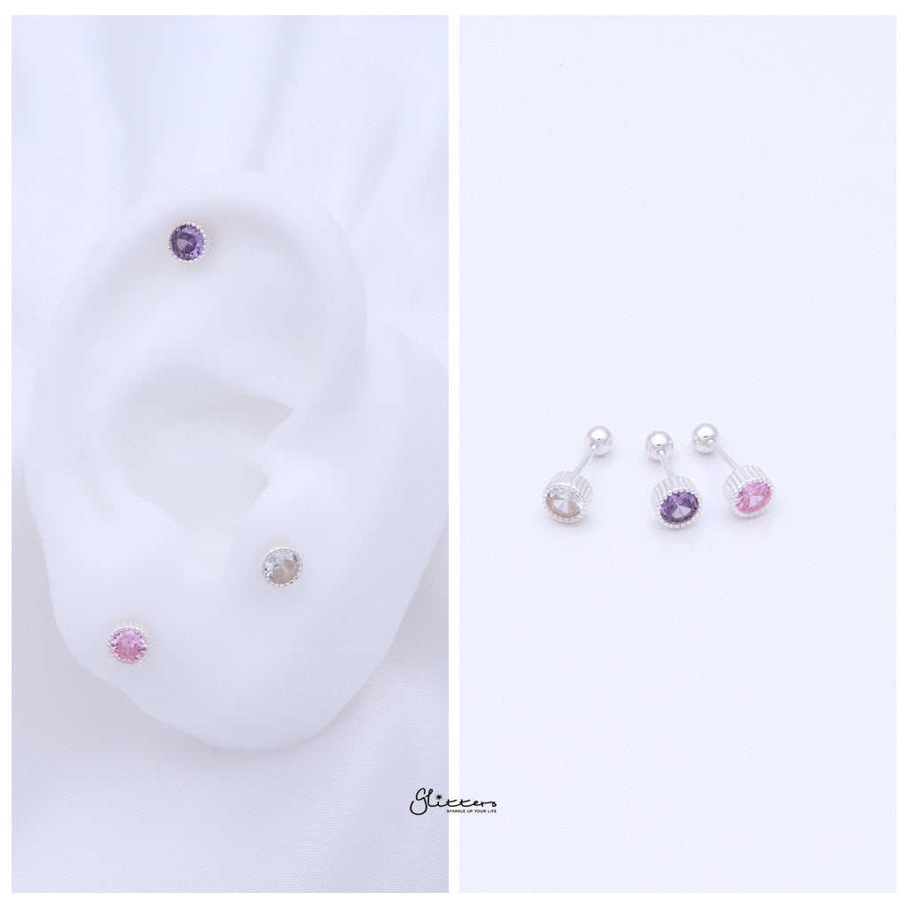 Round CZ Cartilage Barbell Studs-Tragus | Cartilage | Daith | Conch-2-Glitters