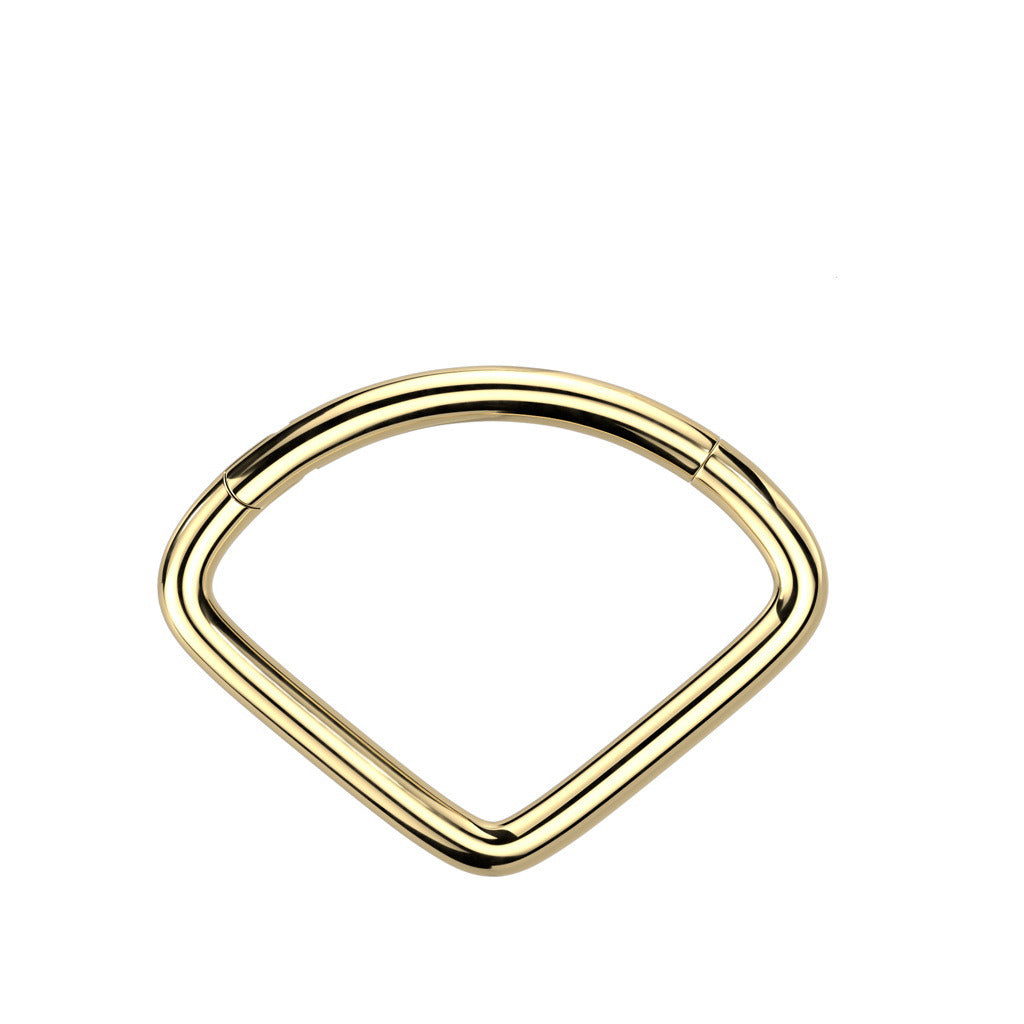 Titanium Wide Chevron Hinged Segment Hoop Ring - Gold-Septum Rings-1-Glitters