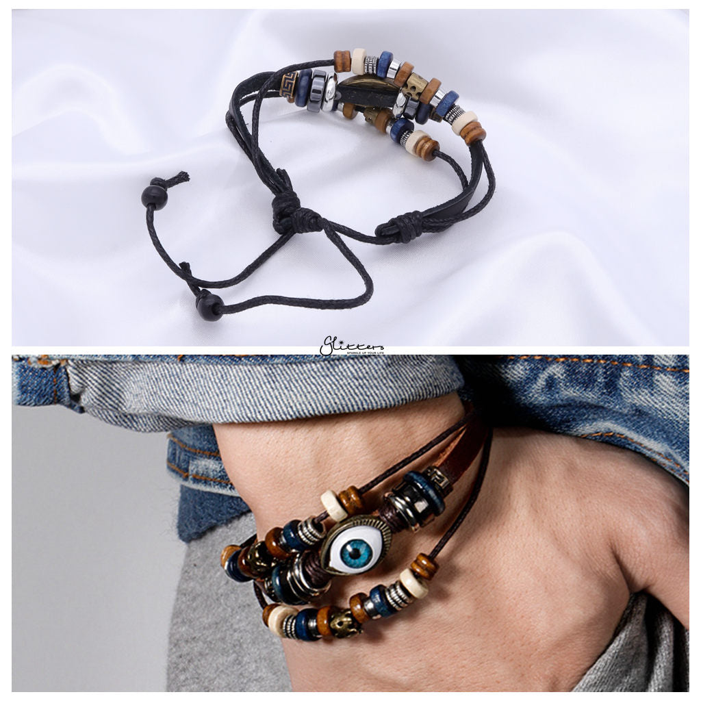 Evil Eye Multilayer Leather Bracelet-Leather Bracelets-2-Glitters