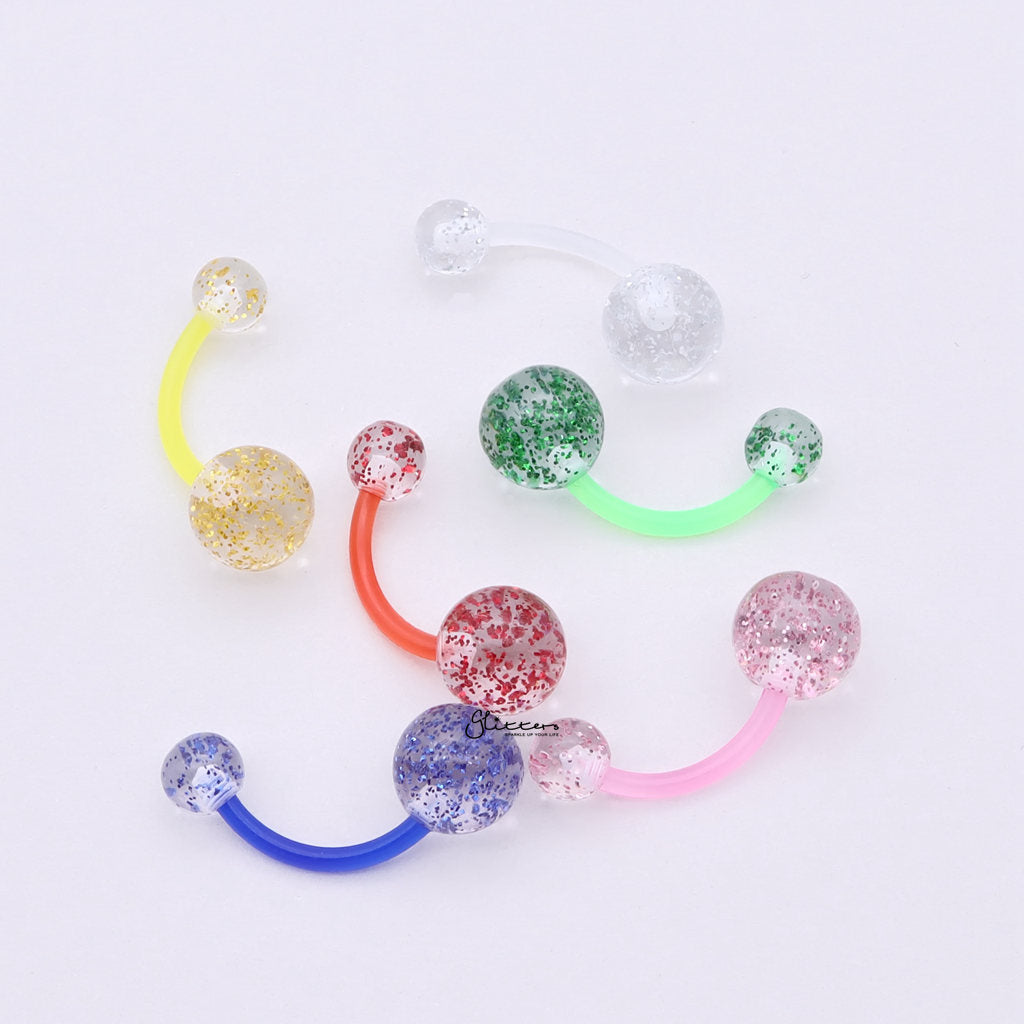 Glitters Acrylic Balls Belly Button Ring - Red-Belly Rings-3-Glitters