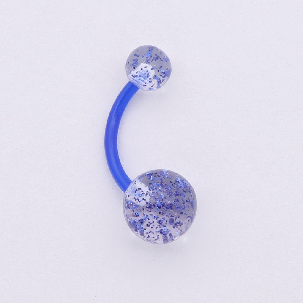 Glitters Acrylic Balls Belly Button Ring - Blue-Belly Rings-1-Glitters