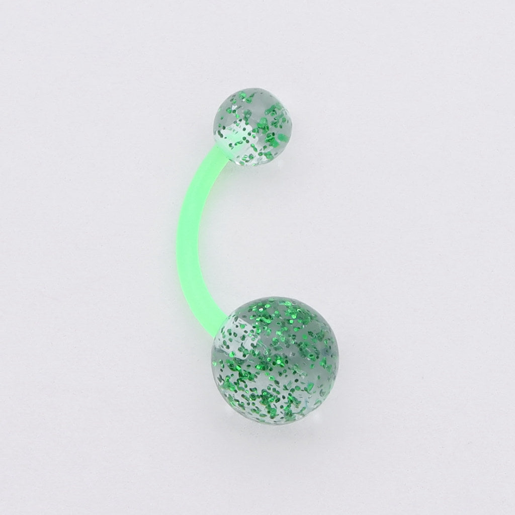Glitters Acrylic Balls Belly Button Ring - Green-Belly Rings-1-Glitters