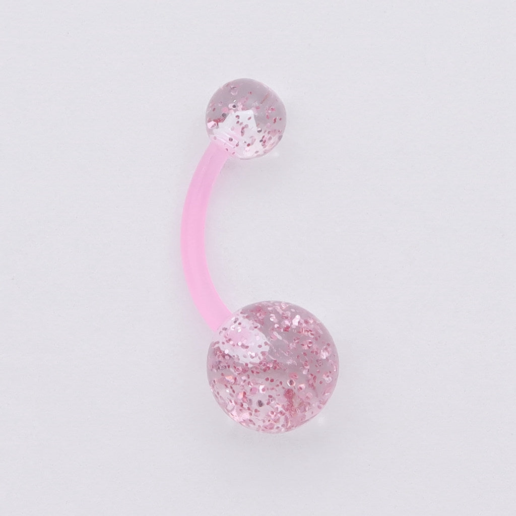 Glitters Acrylic Balls Belly Button Ring - Pink-Belly Rings-1-Glitters
