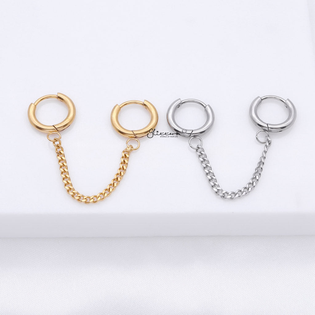 Chain Linked Round Clicker Ear Hoops - Gold-Ear Chains-4-Glitters