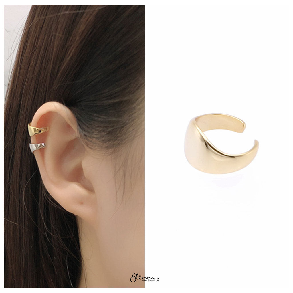Non Pierced Sterling Silver Thick Conch Ear Cuff - Gold-Ear Cuffs-2-Glitters