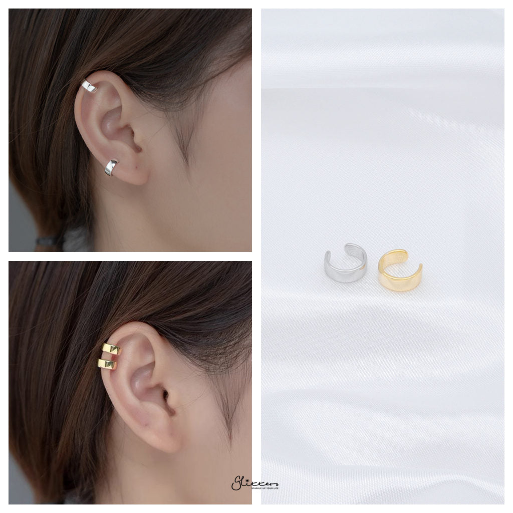 Non Pierced Sterling Silver Conch Ear Cuff - Gold-Ear Cuffs-2-Glitters