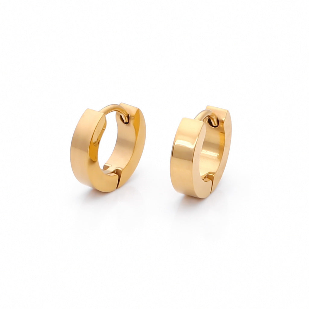 18K Gold IP Stainless Steel Huggie Hoop Earrings - Small-Hoop Earrings-1-Glitters