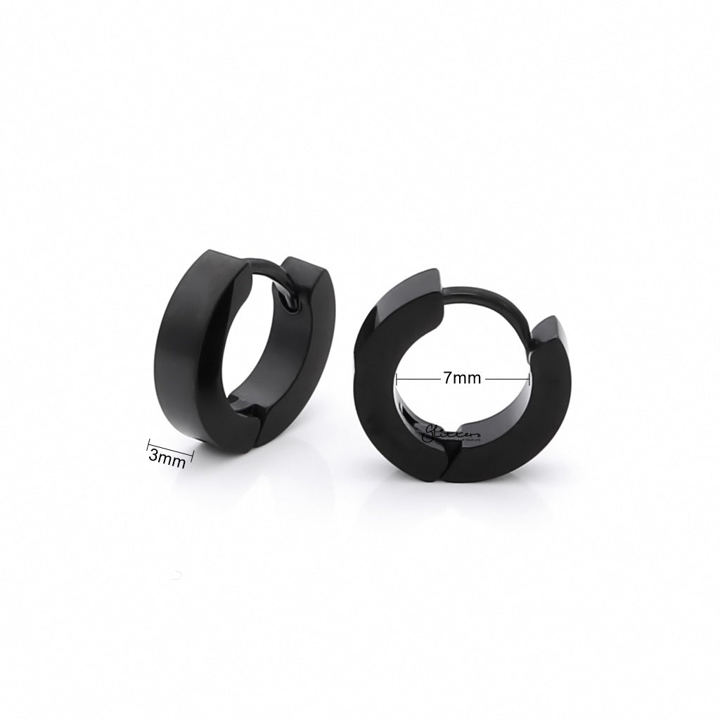 Black Titanium IP Stainless Steel Huggie Hoop Earrings - Small-Hoop Earrings-2-Glitters