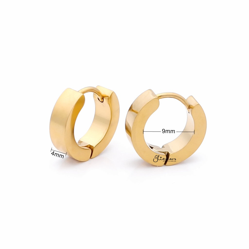 18K Gold IP Stainless Steel Huggie Hoop Earrings - Medium-Hoop Earrings-2-Glitters