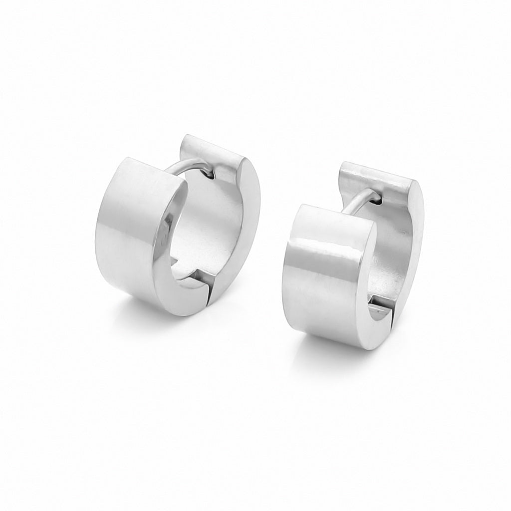 Men's Stainless Steel Huggie Hoop Earrings - 6X9-Hoop Earrings-1-Glitters