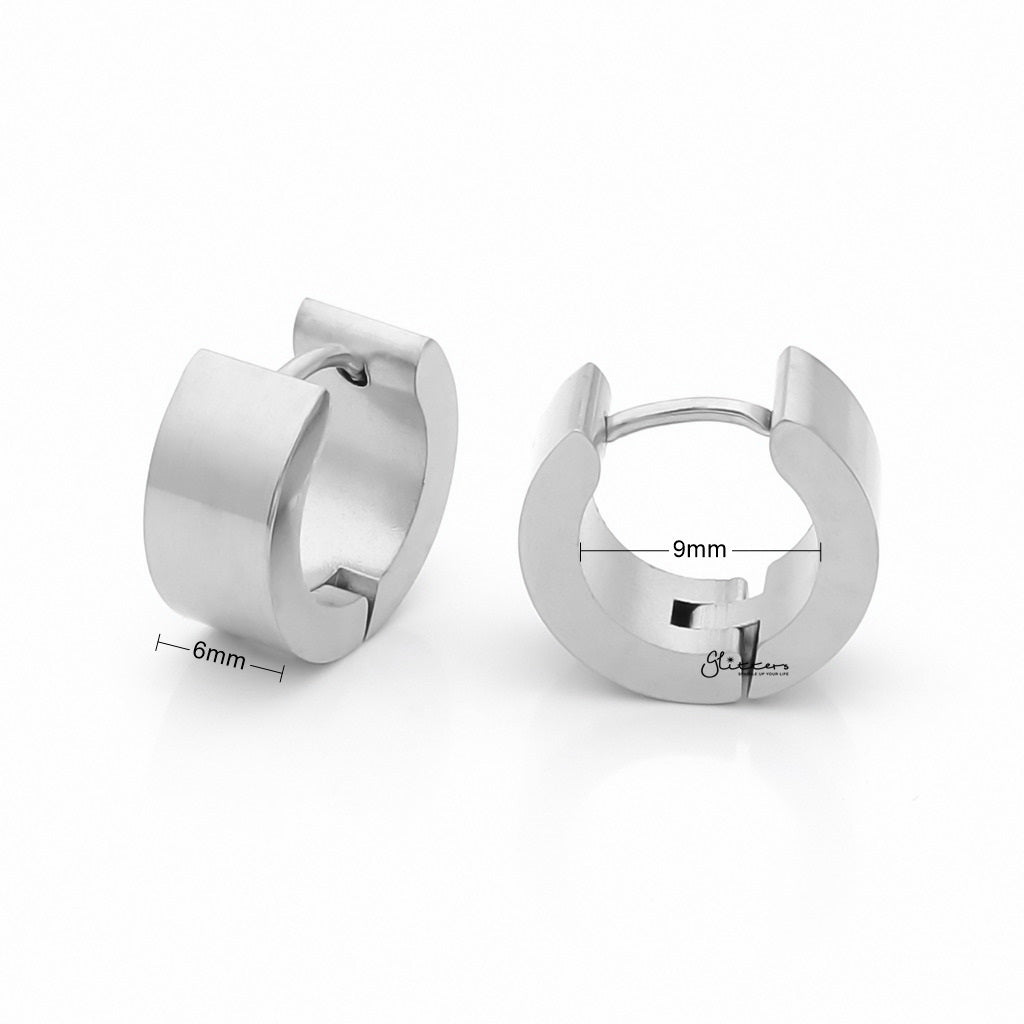 Men's Stainless Steel Huggie Hoop Earrings - 6X9-Hoop Earrings-2-Glitters