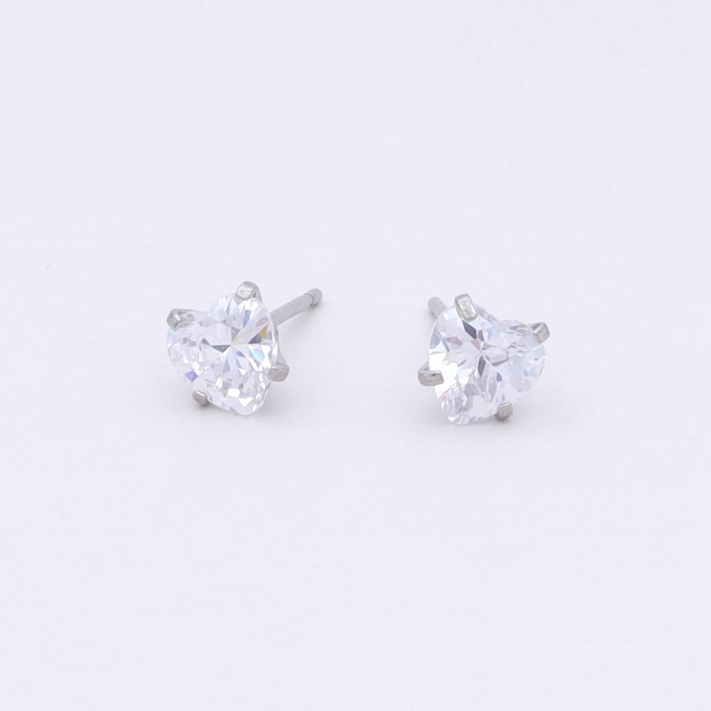 Heart CZ Stainless Steel Stud Earrings-Stud Earrings-1-Glitters