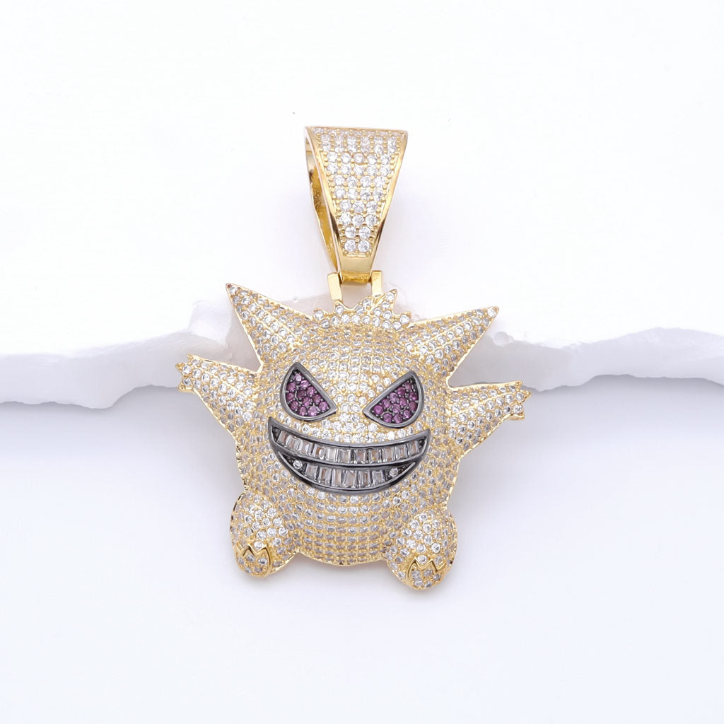 Iced Out Gengar Pendant - Gold-Ice Out Pendants-1-Glitters