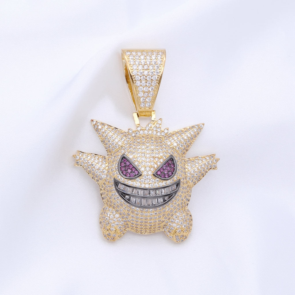 Iced Out Gengar Pendant - Gold-Ice Out Pendants-2-Glitters