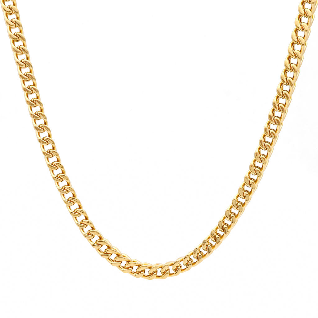 6mm Square Franco Link Chain Necklace - Gold-Stainless Steel Chains-1-Glitters
