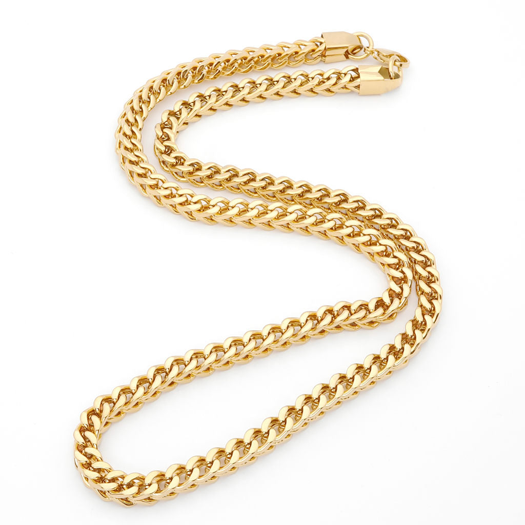 6mm Square Franco Link Chain Necklace - Gold-Stainless Steel Chains-2-Glitters