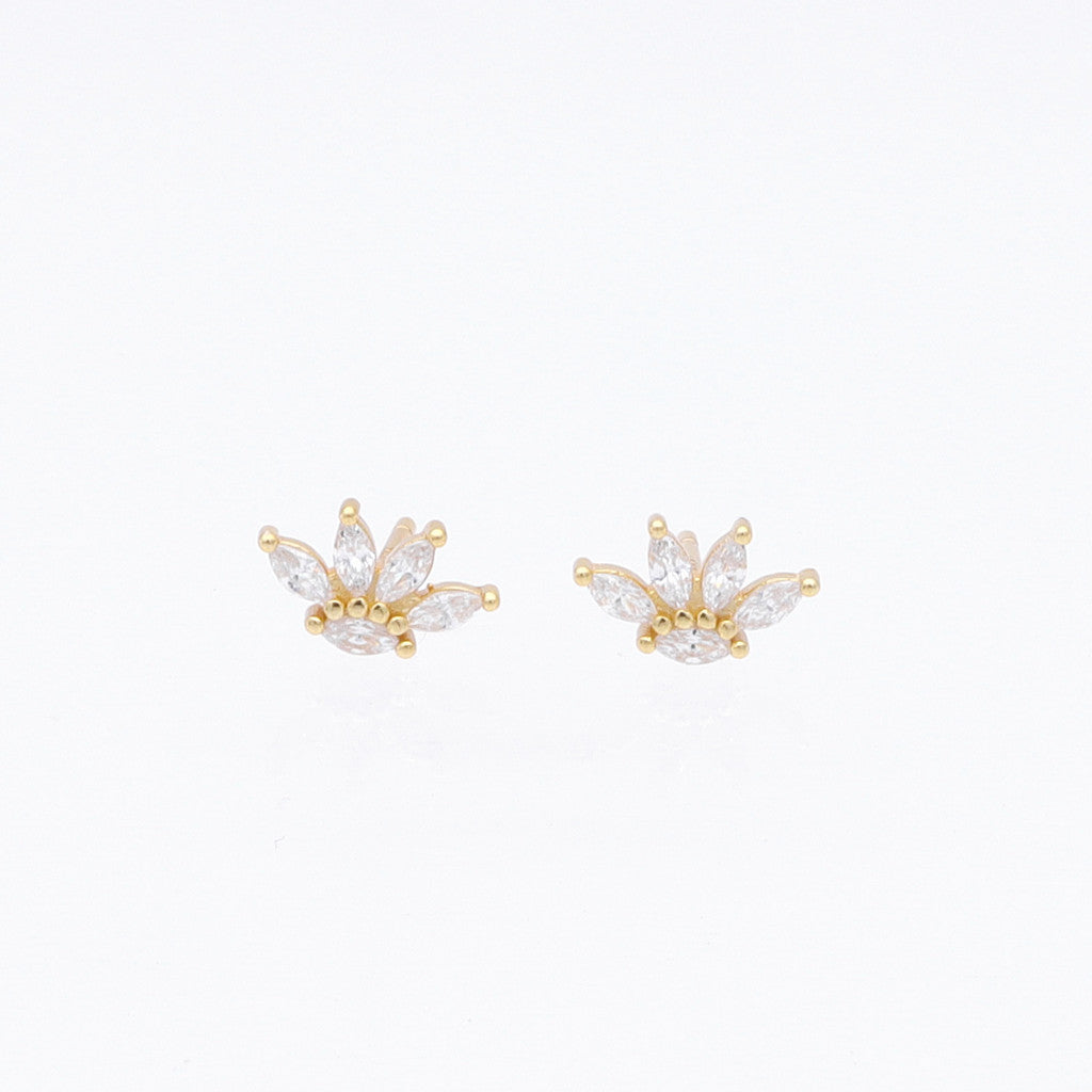 Marquise CZ Flower Stud Earrings - Gold-Stud Earrings-1-Glitters