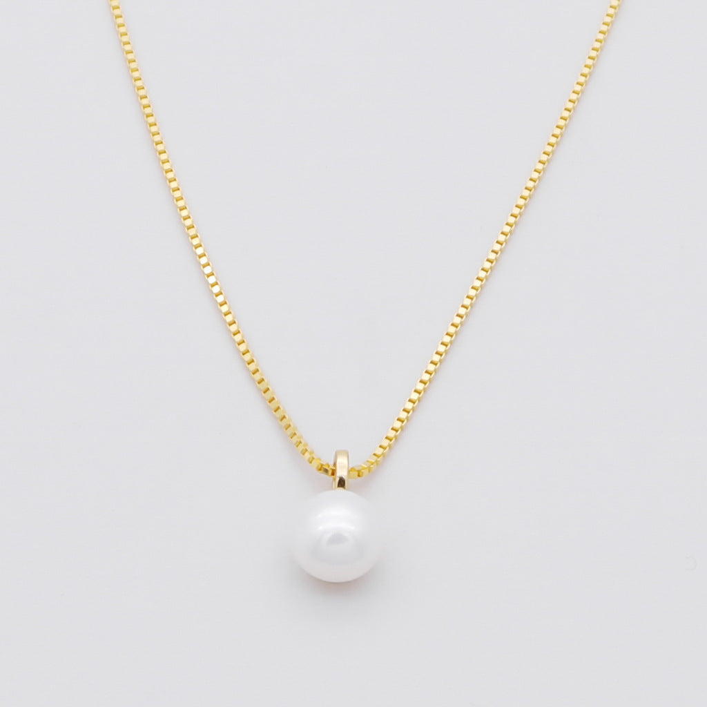 Sterling Silver Pearl Necklace - Gold-Sterling Silver Necklaces-1-Glitters