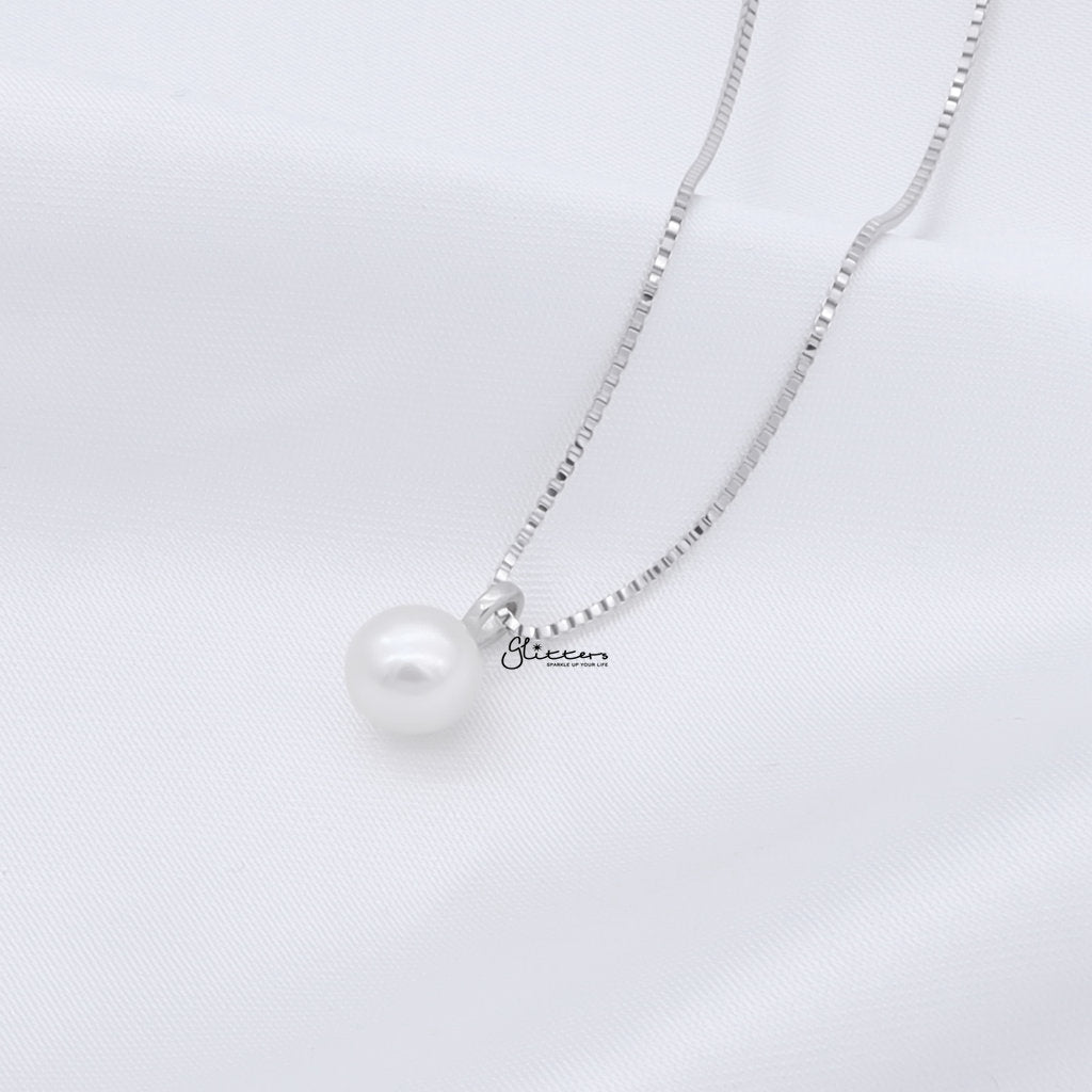 Sterling Silver Pearl Necklace - Silver-Sterling Silver Necklaces-2-Glitters