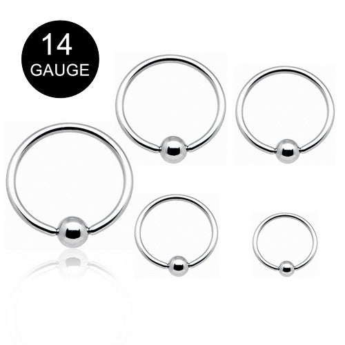 14GA 316L Surgical Steel Captive Hoops-Body Piercing Jewellery, Captive Ring, Nipple Barbell-173-Glitters