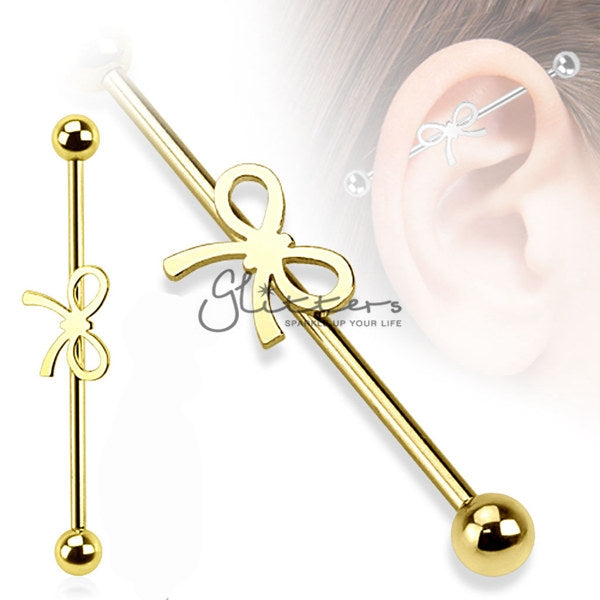 14GA 316L Surgical Steel Ribbon Industrial Barbells-Body Piercing Jewellery, Industrial Barbell-742-Glitters
