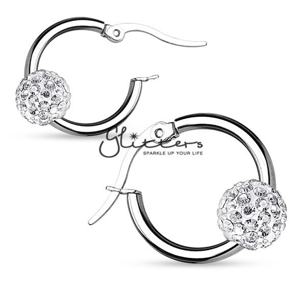 Crystal Ball 316L Surgical Steel Hoop Earrings-earrings, Hoop Earrings, Jewellery, Women's Earrings, Women's Jewellery-772-Glitters
