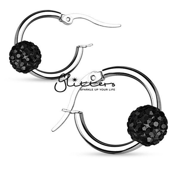 Crystal Ball 316L Surgical Steel Hoop Earrings-earrings, Hoop Earrings, Jewellery, Women's Earrings, Women's Jewellery-774-Glitters
