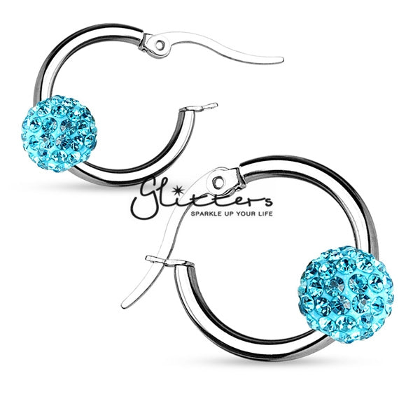 Crystal Ball 316L Surgical Steel Hoop Earrings-earrings, Hoop Earrings, Jewellery, Women's Earrings, Women's Jewellery-775-Glitters