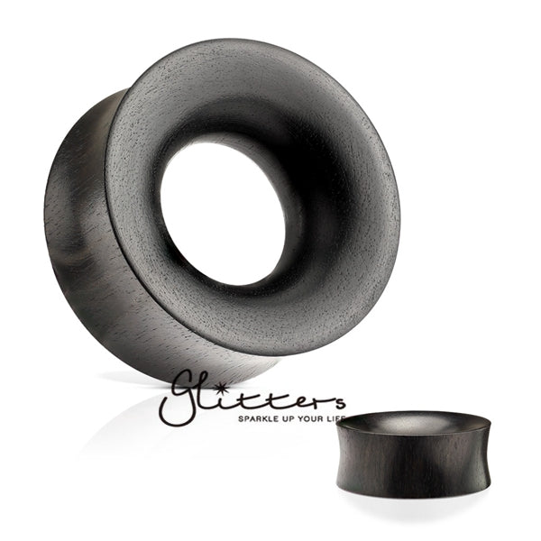 Areng Ebony Wood Concave Tunnel Double Flared Organic Plug-Body Piercing Jewellery, Plug, Tunnel-986-Glitters