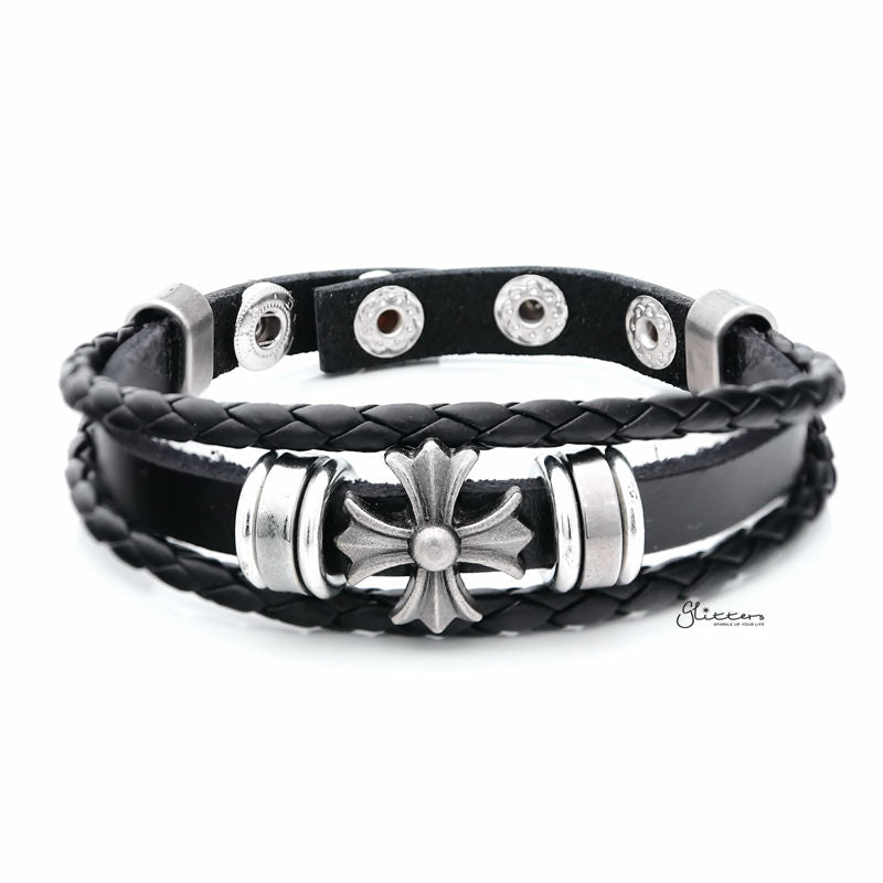Classic Multilayer Cross Adjustable Leather Bracelet-Bracelets, Jewellery, leather bracelet, Men's Bracelet, Men's Jewellery, Women's Bracelet, Women's Jewellery-BCL0185-1_800-Glitters