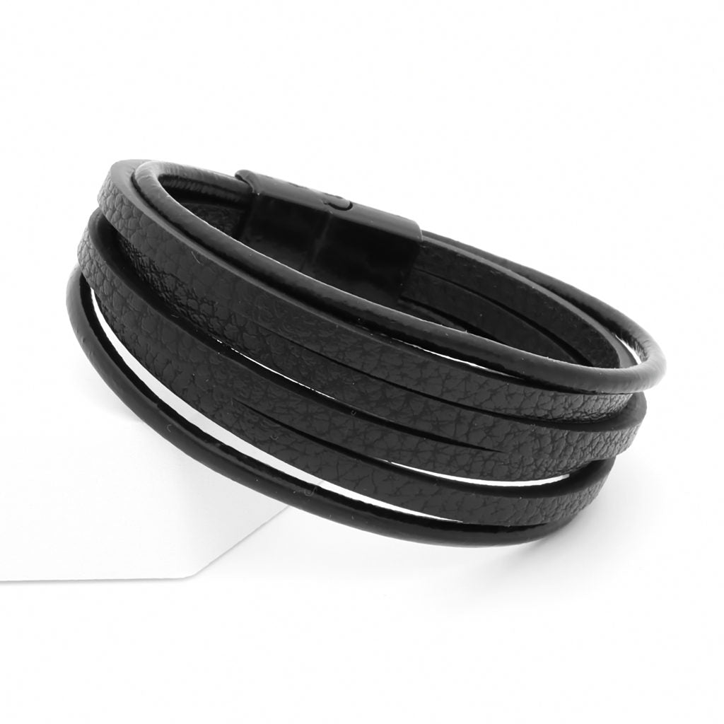 Multilayer Black Leather Bracelet-Bracelets, Jewellery, leather bracelet, Men's Bracelet, Men's Jewellery-BCL0214-2_1-Glitters