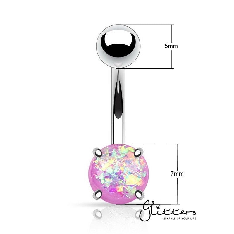 Opal Glitter Prong Set Belly Button Ring - Purple-Belly Ring, Body Piercing Jewellery-BJ0295-1_New-Glitters