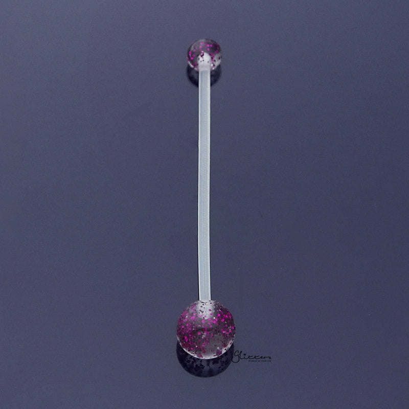 Glitters Acrylic Balls Pregnancy Bioflex Belly Button Ring - Purple-Belly Ring, Bio Flex, Body Piercing Jewellery, Cubic Zirconia, Pregnancy, Retainer-BJ0319-purple_800-Glitters