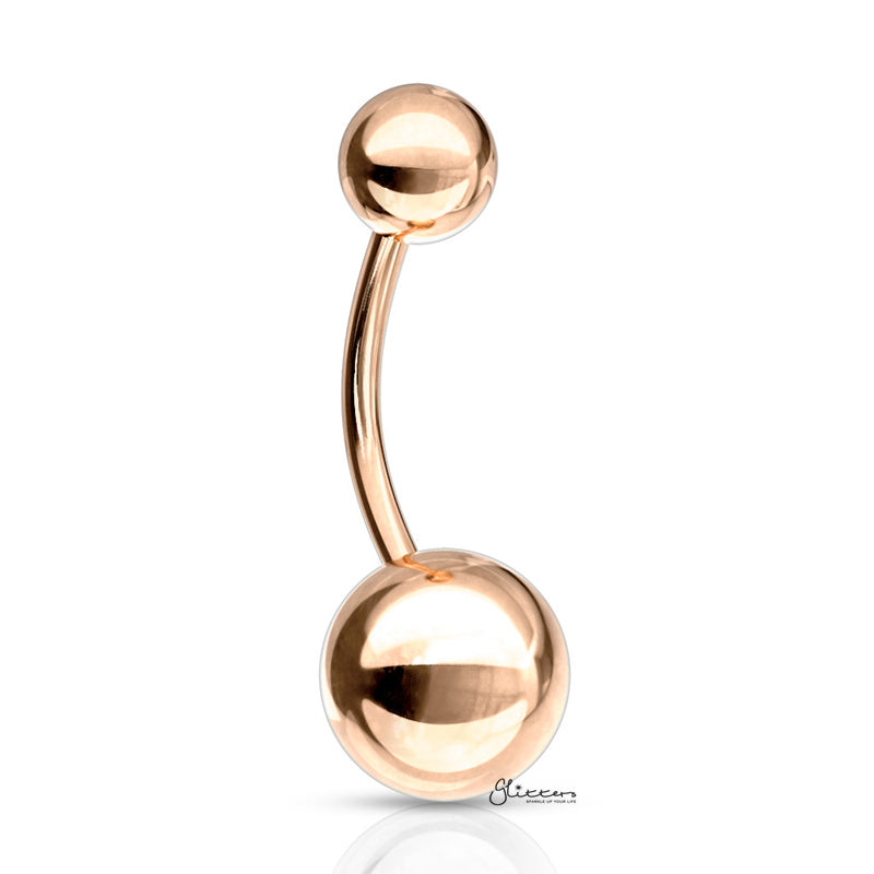 Basic 316L Surgical Steel Belly Button Navel Ring - Rose Gold-Belly Ring, Body Piercing Jewellery-Basic316LSurgicalSteelBellyButtonNavelRings-RoseGold-Glitters