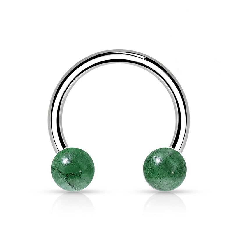 Semi Precious Stone Internally Threaded Horseshoes - Jade Green-Body Piercing Jewellery, Horseshoe, Septum Ring, Tragus-CP0021-JadeGreen_800-Glitters