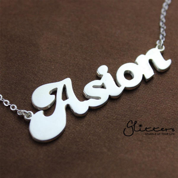 Personalized Sterling Silver Name Necklace-Font 3-name necklace, Personalized, Silver name necklace-Dop-s-2-Glitters