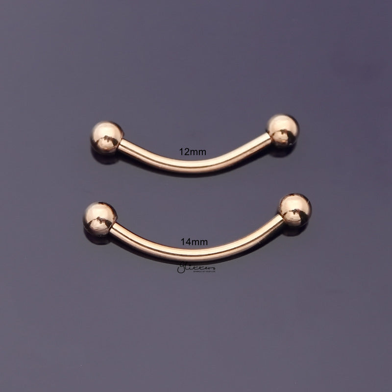 Surgical Steel Curved Barbell for Snake Eye Piercing and More - Rose Gold-Body Piercing Jewellery, Cartilage, Eyebrow, Tongue Bar-EB0010-RG_1-Glitters