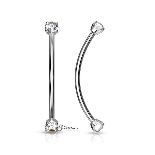 316L Surgical Steel with Prong Set Round CZ Ends for Snake Eye Piercings and More-Body Piercing Jewellery, Cartilage, Conch Earrings, Cubic Zirconia, Eyebrow, Helix Earrings, Tragus-EB0014-S-Glitters
