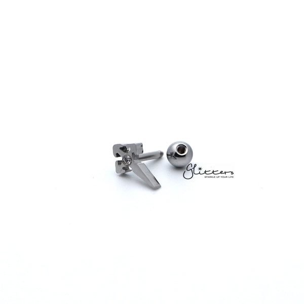 316L Surgical Steel Cross with Crystal Barbell for Tragus, Cartilage, Conch, Helix Piercing and More-Body Piercing Jewellery, Cartilage, Conch Earrings, Crystal, Cubic Zirconia, Helix Earrings, Jewellery, Lobe piercing, Tragus-FP0019-05_02-Glitters